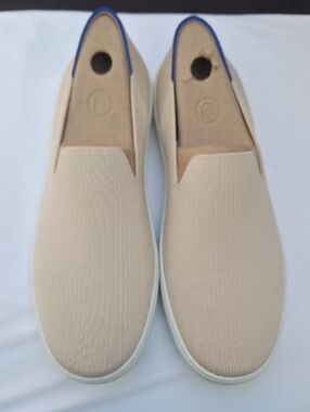 Rothy's Beige Slip-On Loafers with Blue Heel Tab